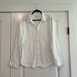 Saovere Women's Longsleeve White‎ Button Down Cotton Linen Size XXL